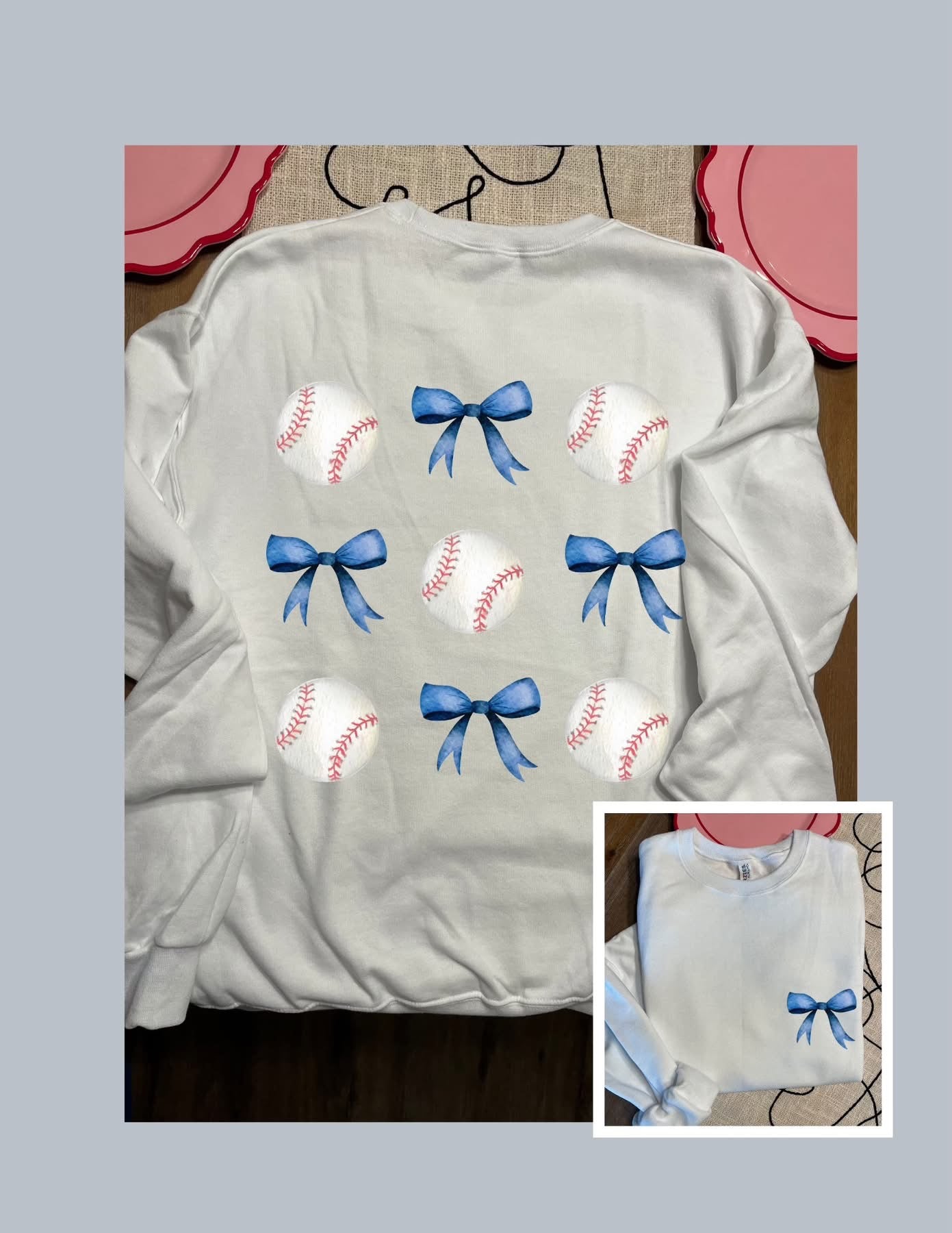 Blue Bow Baseball Coquette